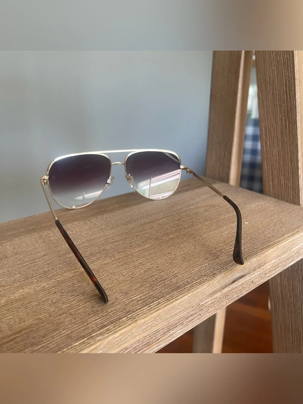 QUAY High Key Micro Gold Aviator Frame Brown Lenses Sunglasses  CAT 3 Gradient